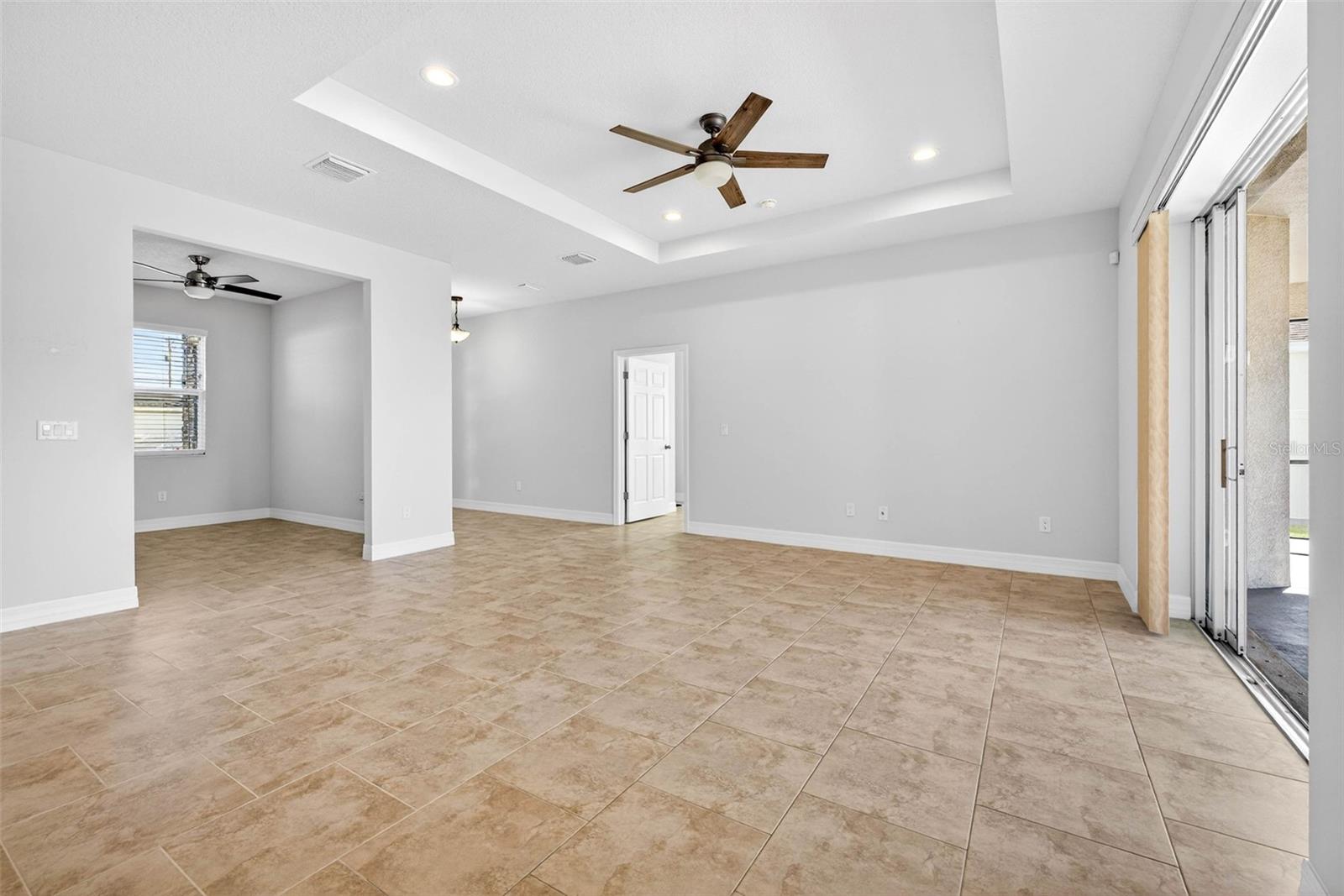 Great room looking towards flex space