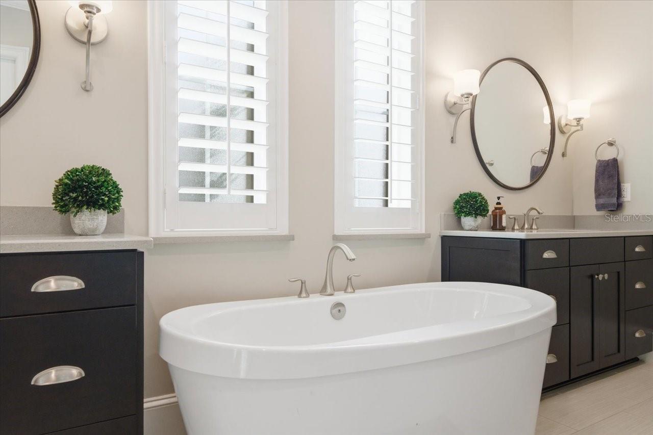 Primary Bath with free standing Soaking Tub
