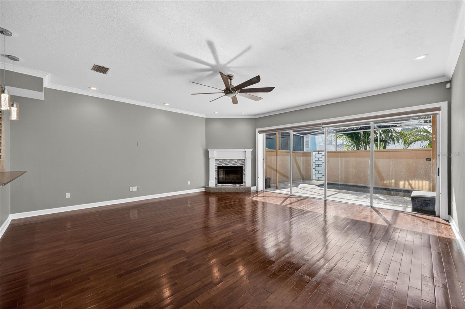 Primary bathroom is large with walk=in shower, soaking tub and double vanity with pleanty of storage