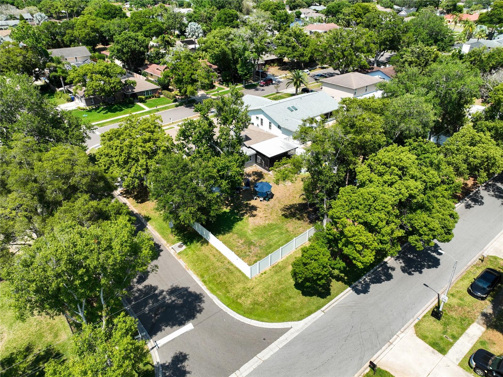 Aerial of rear yard