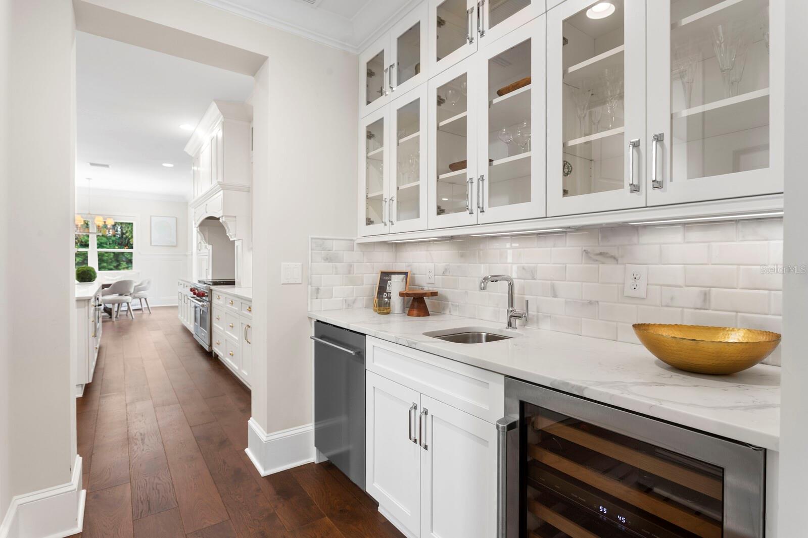 Butlers Pantry with Wet Bar and Wine Fridge