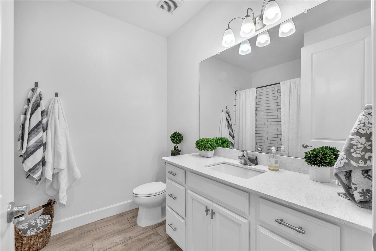 Second full bathroom upstairs has a tub/shower combination.