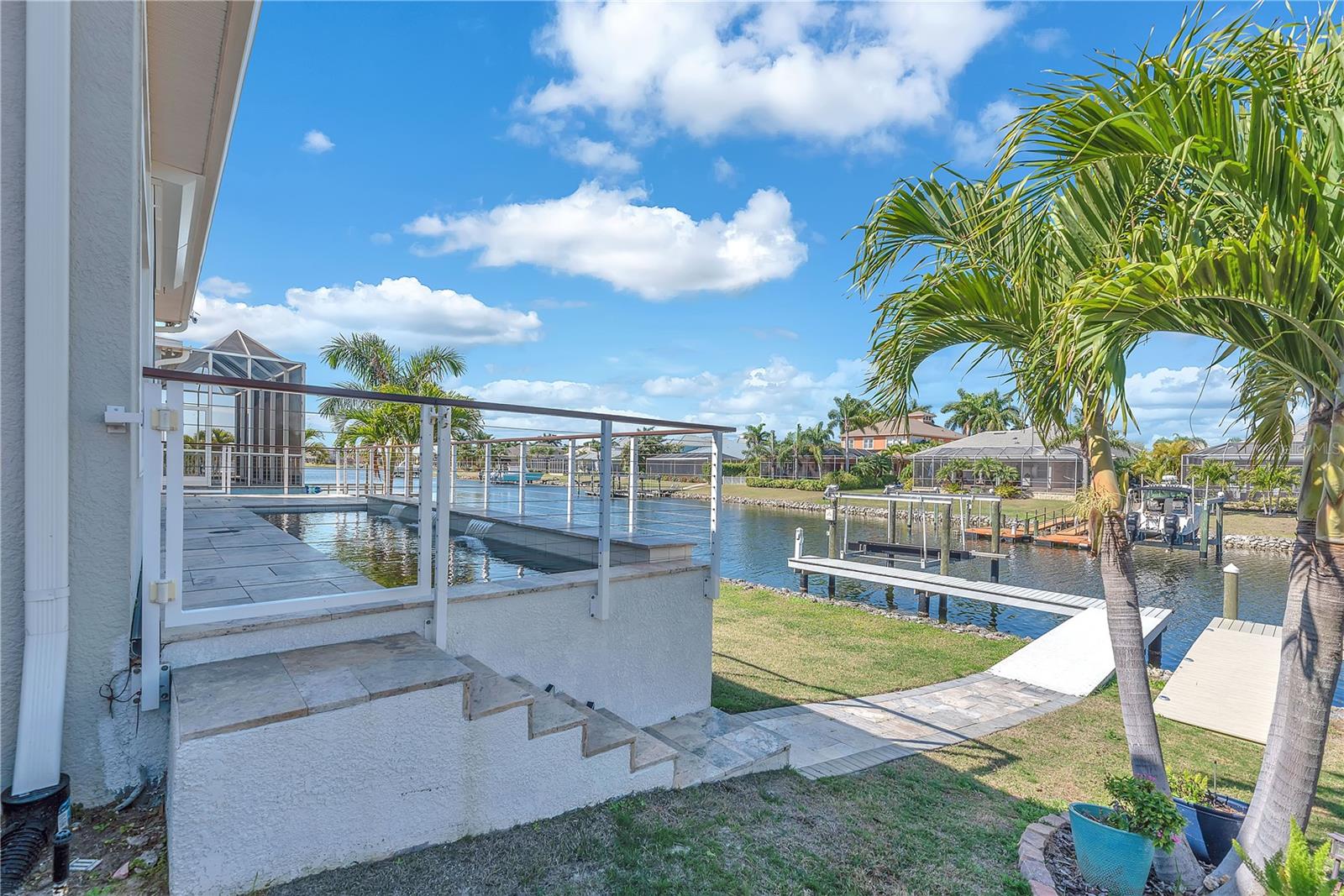 Stairs from the pool deck lead you to the dock.