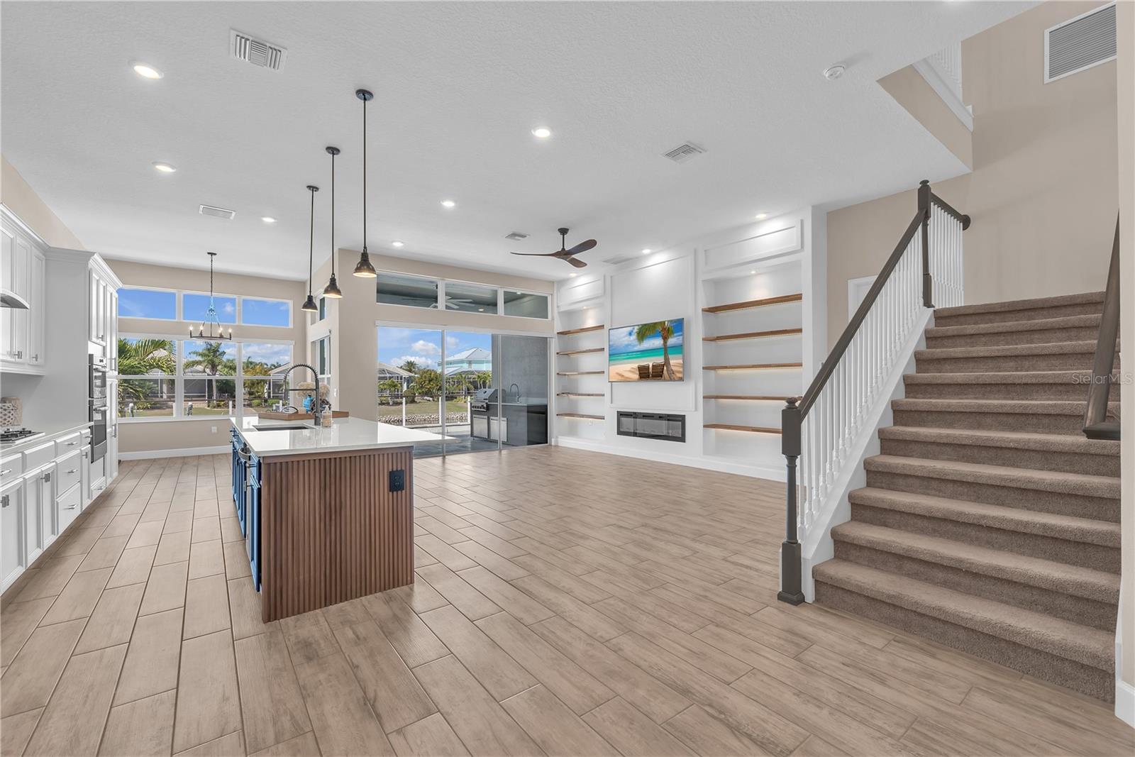 Stunning water views draw you into this great room.