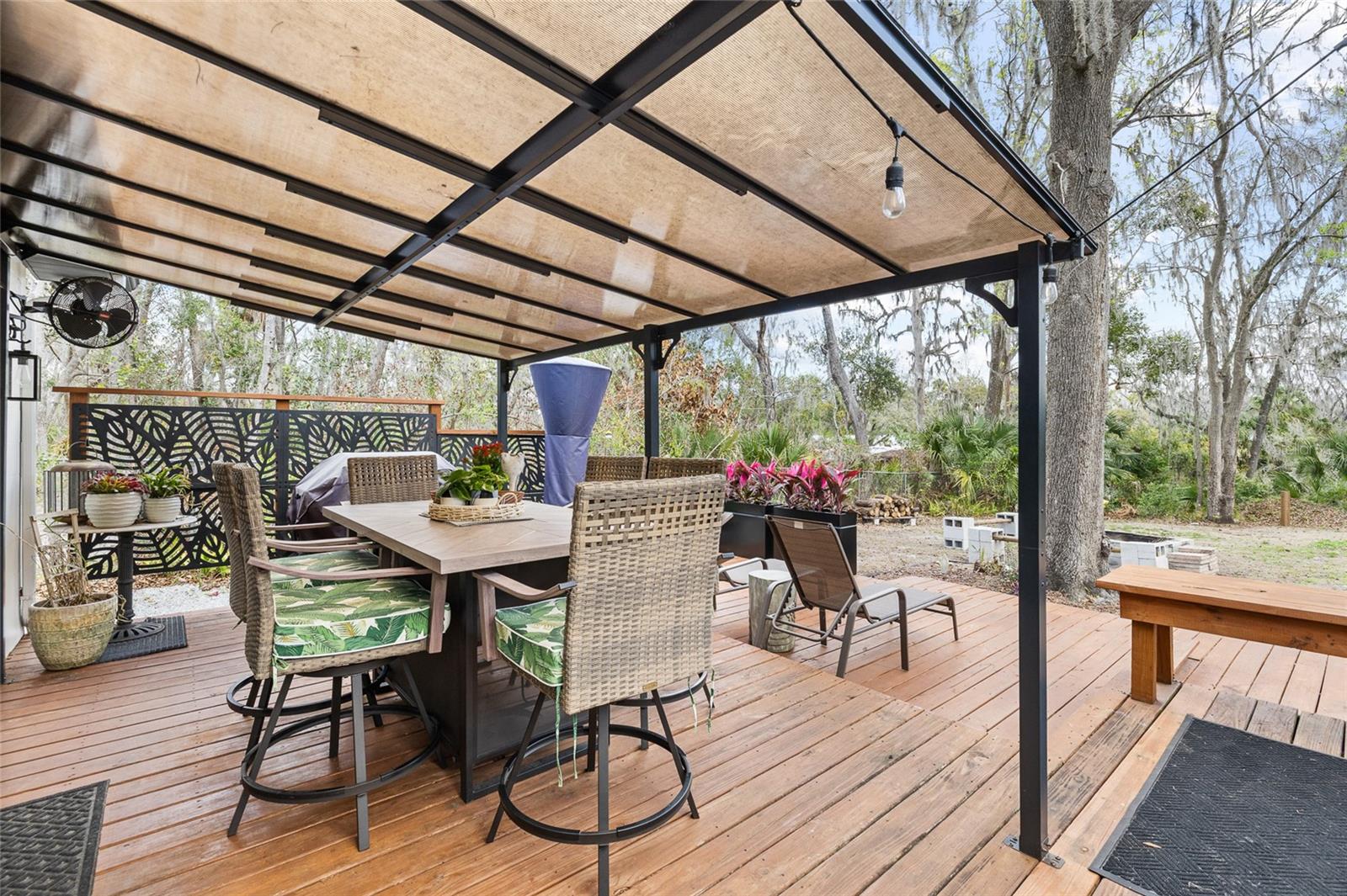 Covered patio, perfect for relaxing