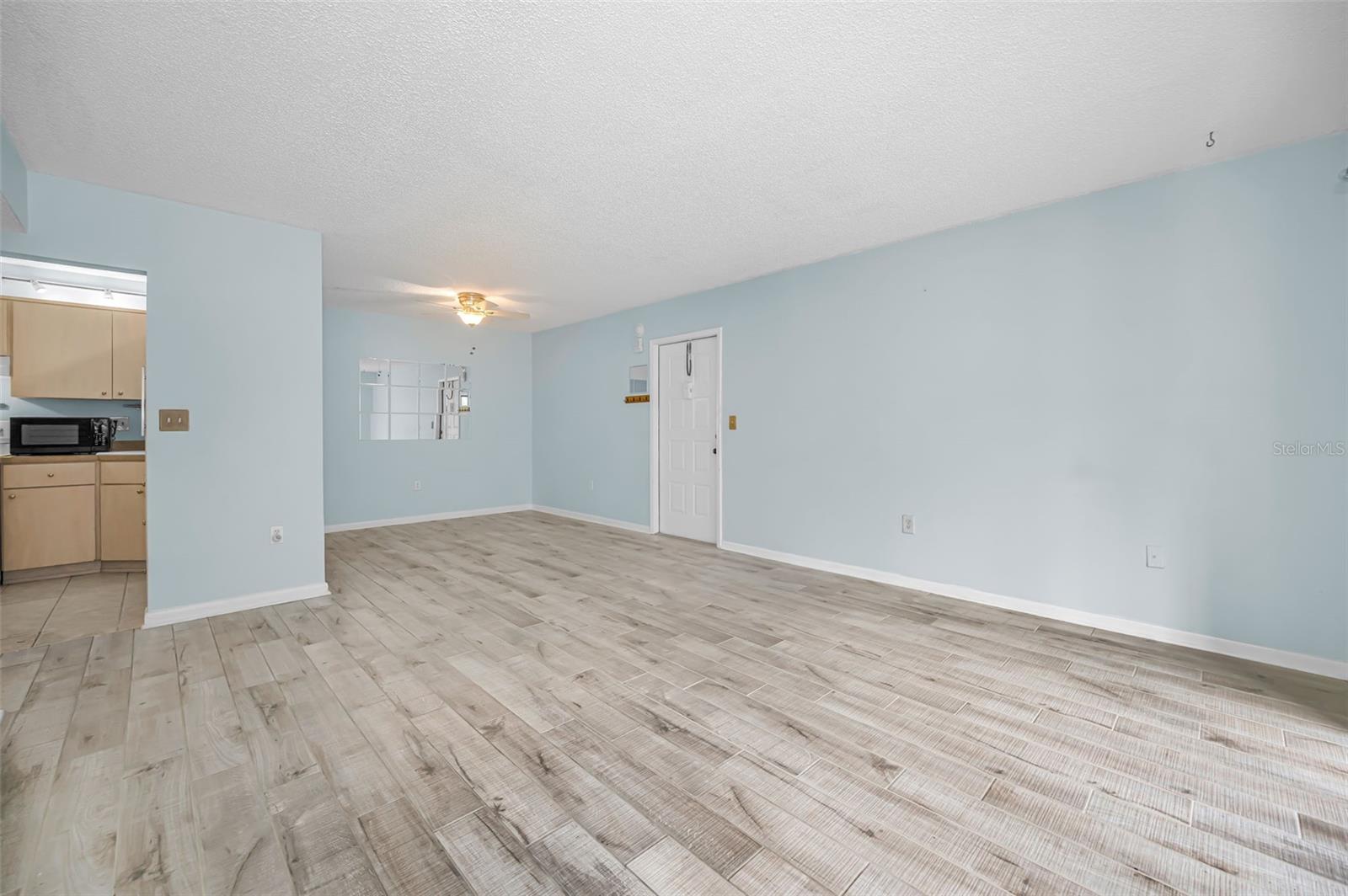 View from living room to dining room and front door