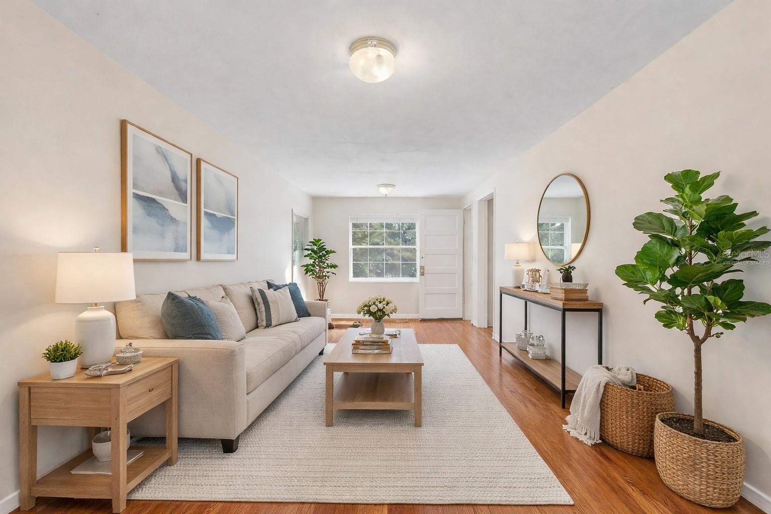 virtually staged living room apartment