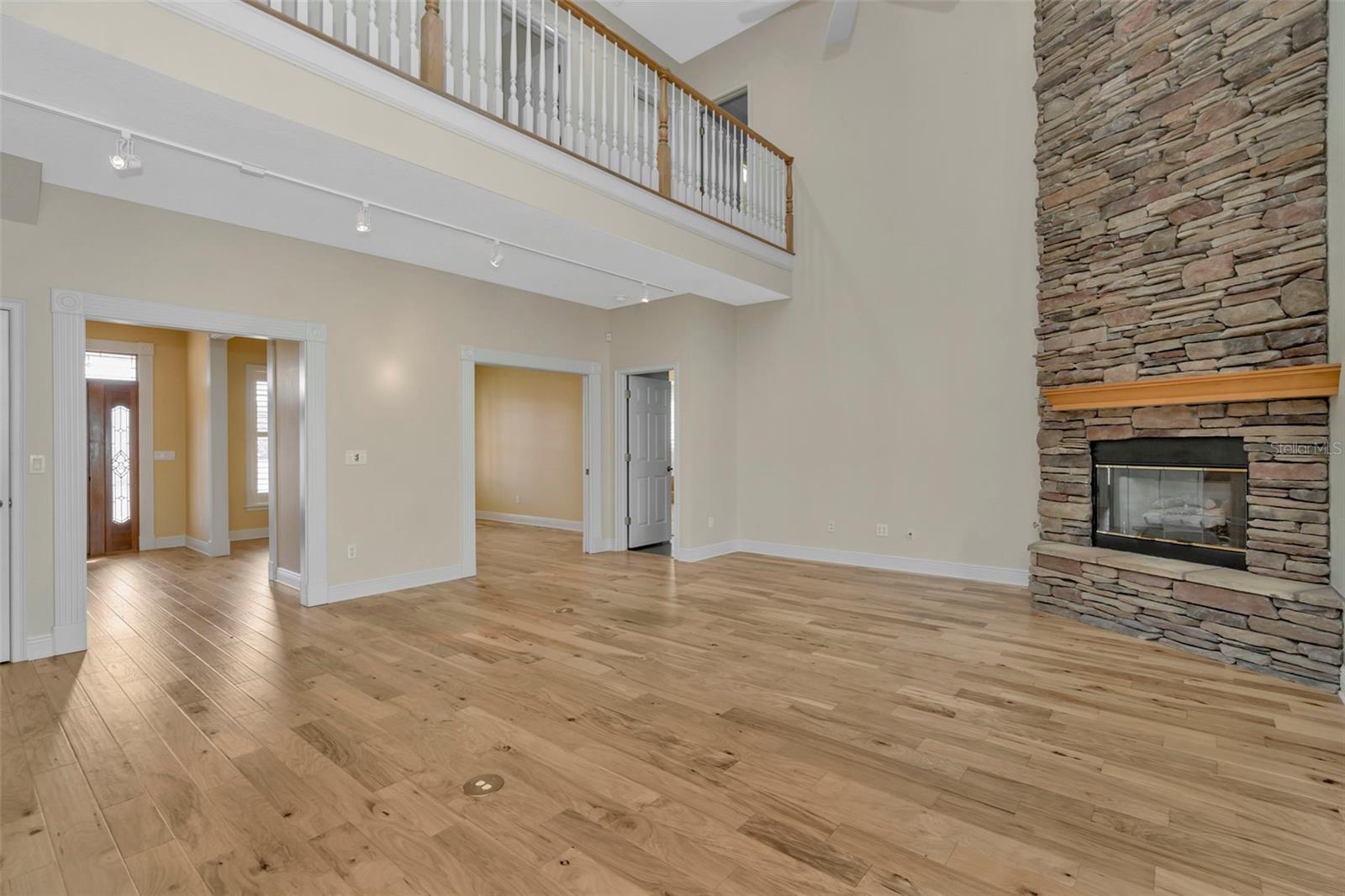 Family room with gas fireplace.