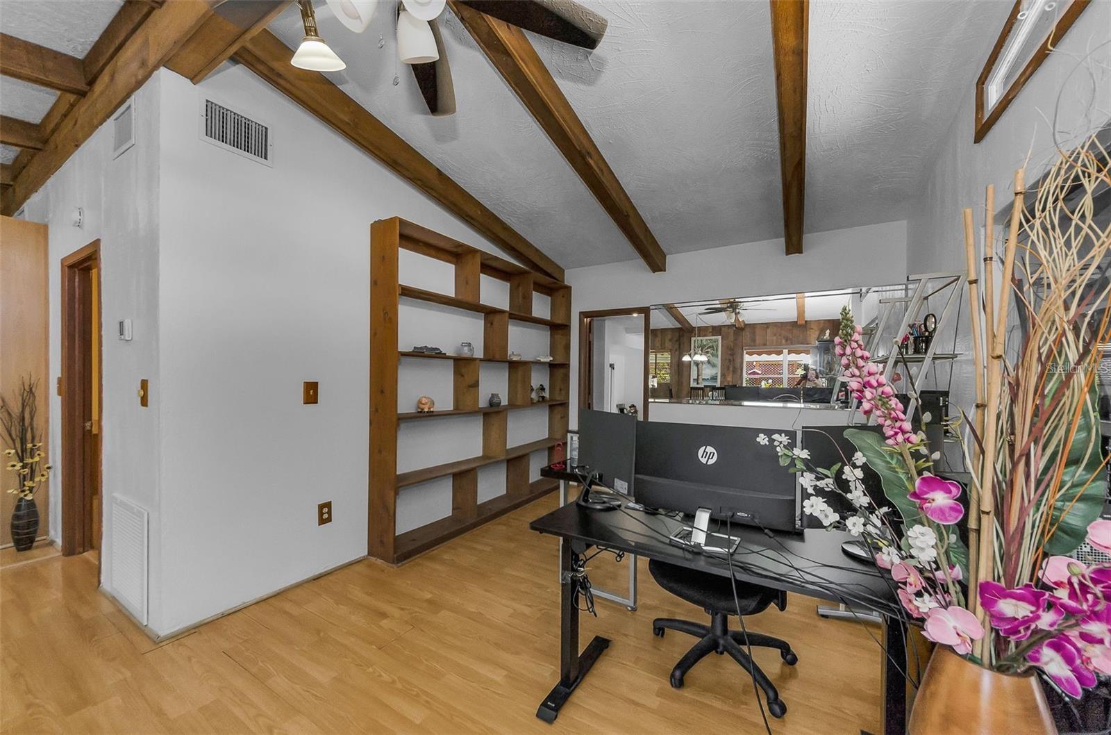 Office Area with built in shelving