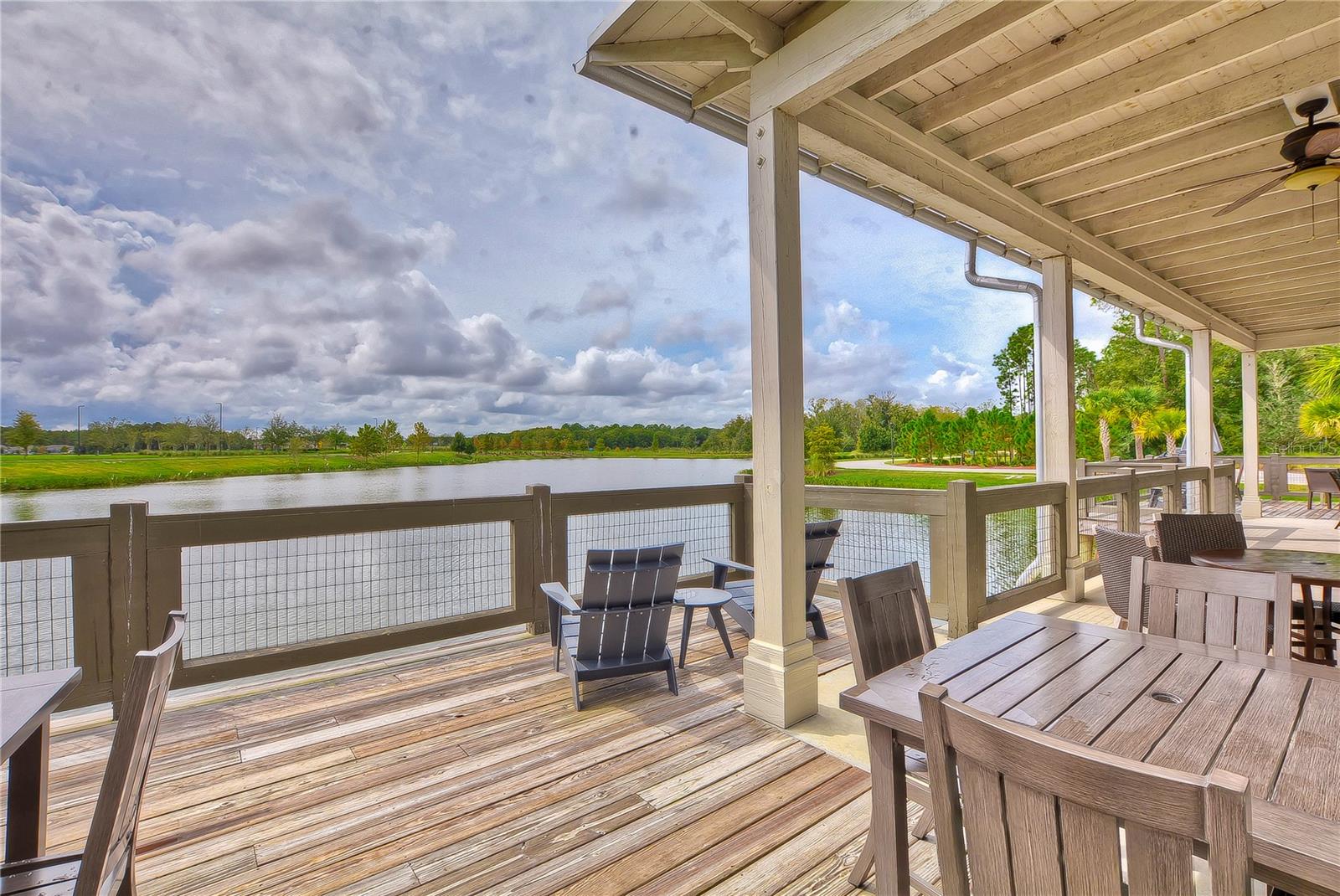 Community lake-side patio