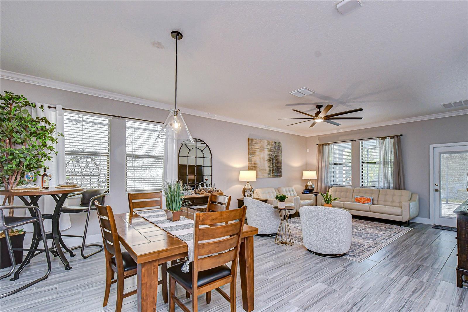 Dining area connected to living room