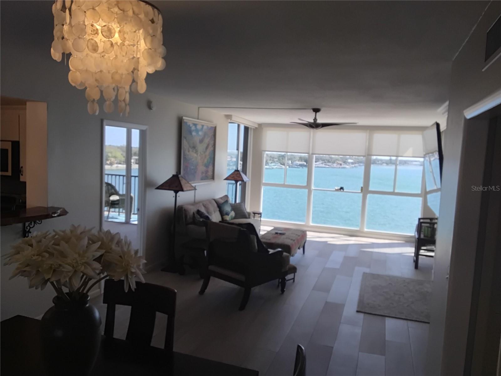 Water views from dining table