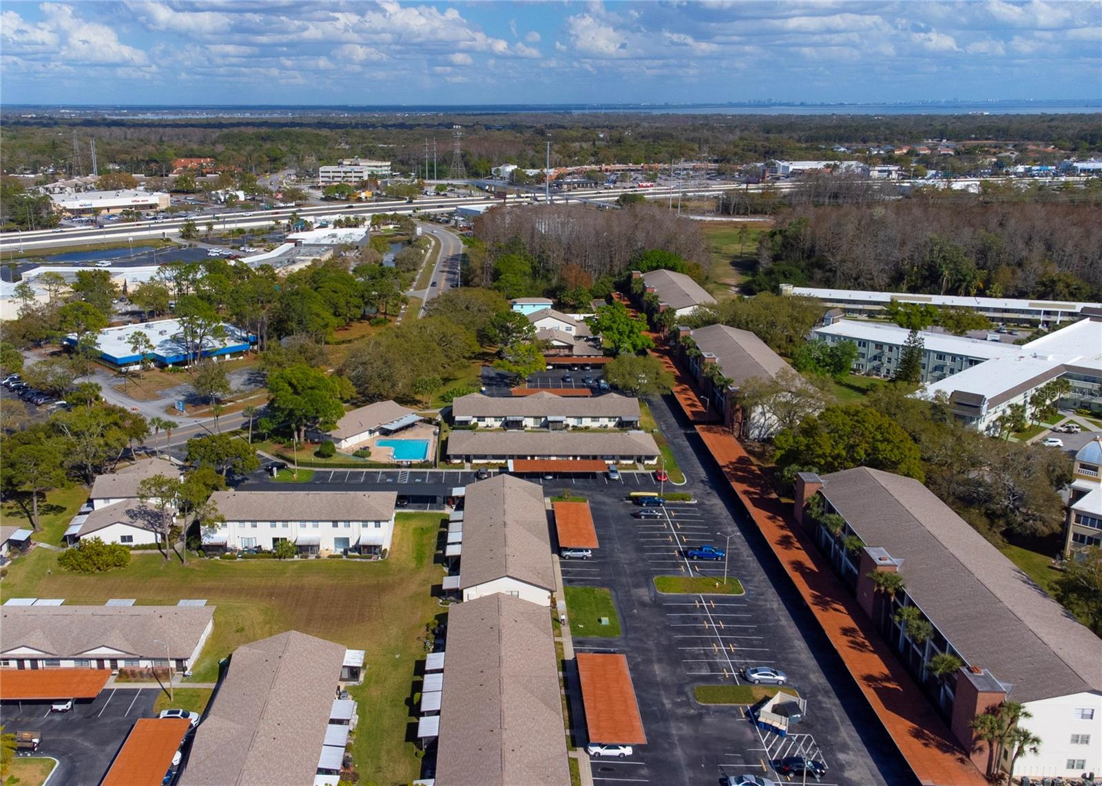 Community pool in the background