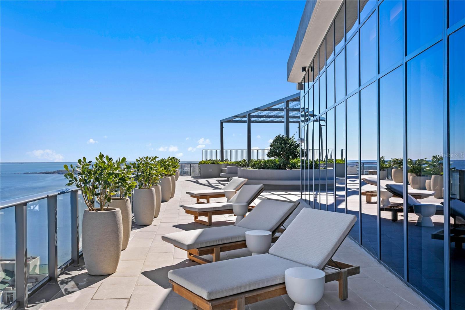 Rooftop sun deck overlooking the bay