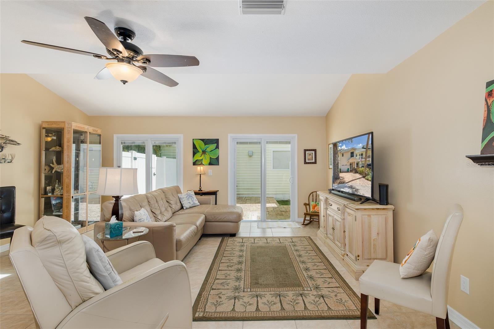 Living room overlooking courtyard