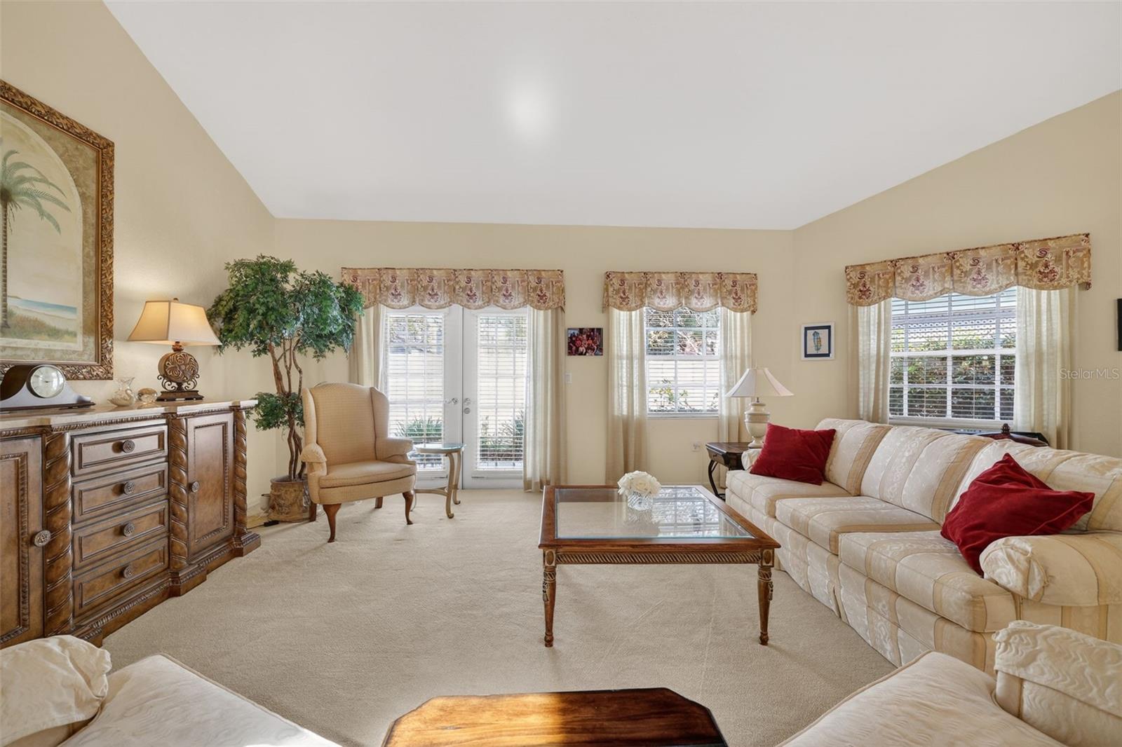 Living Room/French Double Doors onto side patio