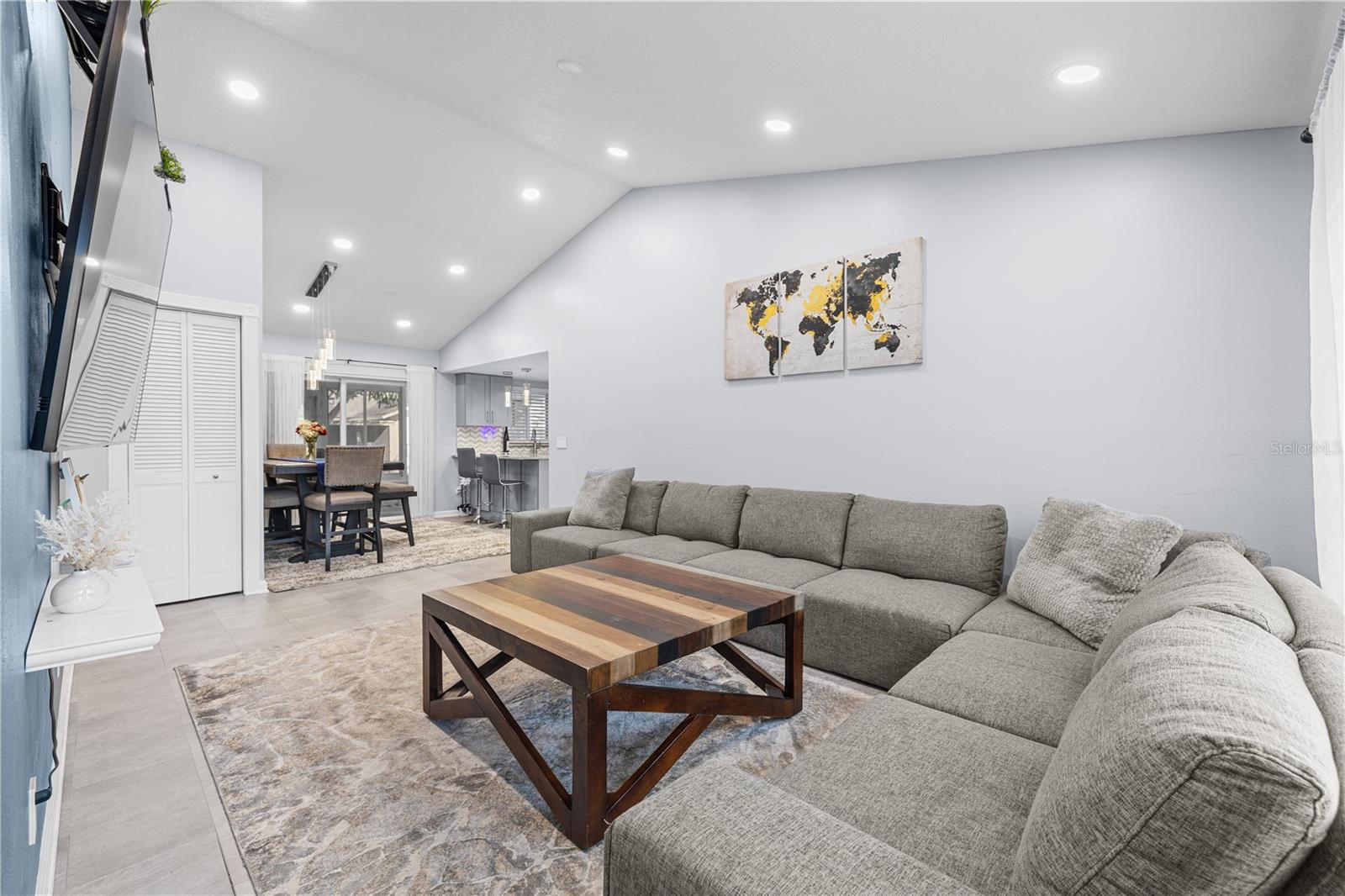 This updated home features vaulted ceilings and many updatees throughout