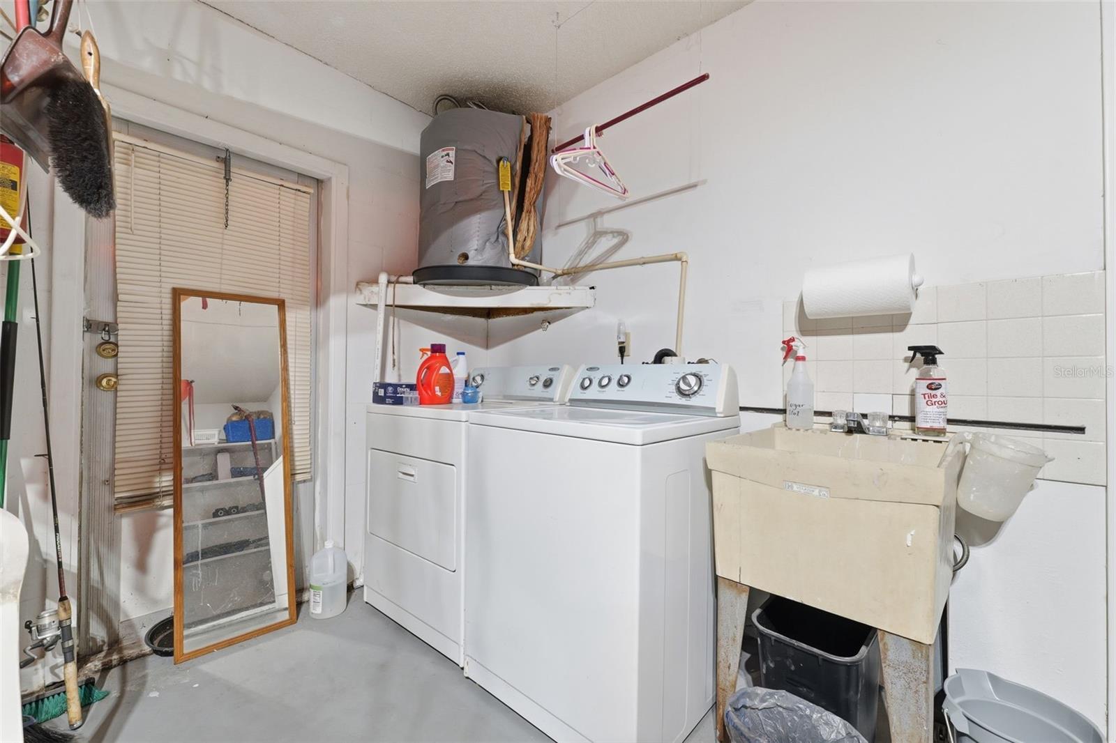 Laundry area in garage