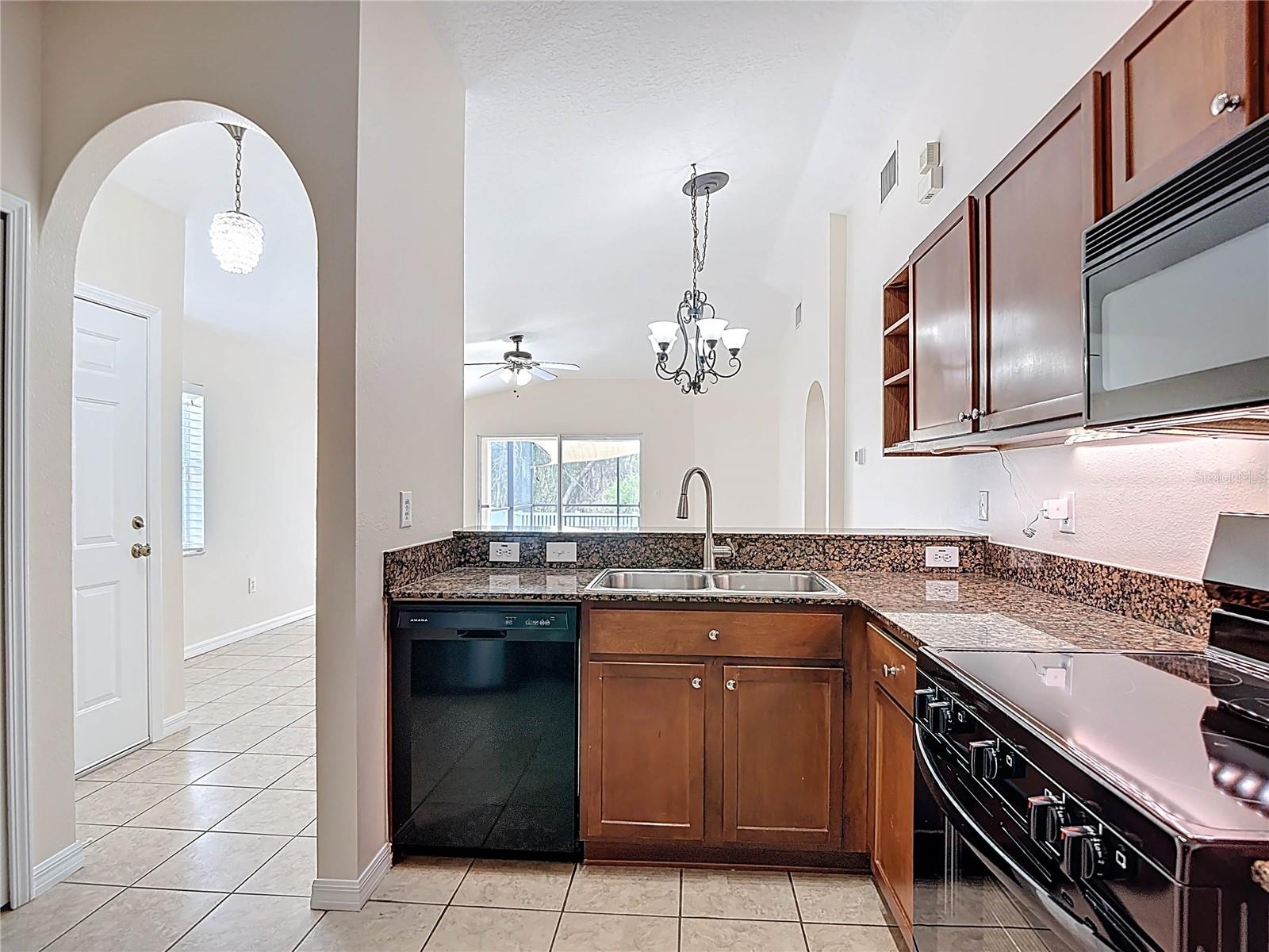Kitchen with granite countertops