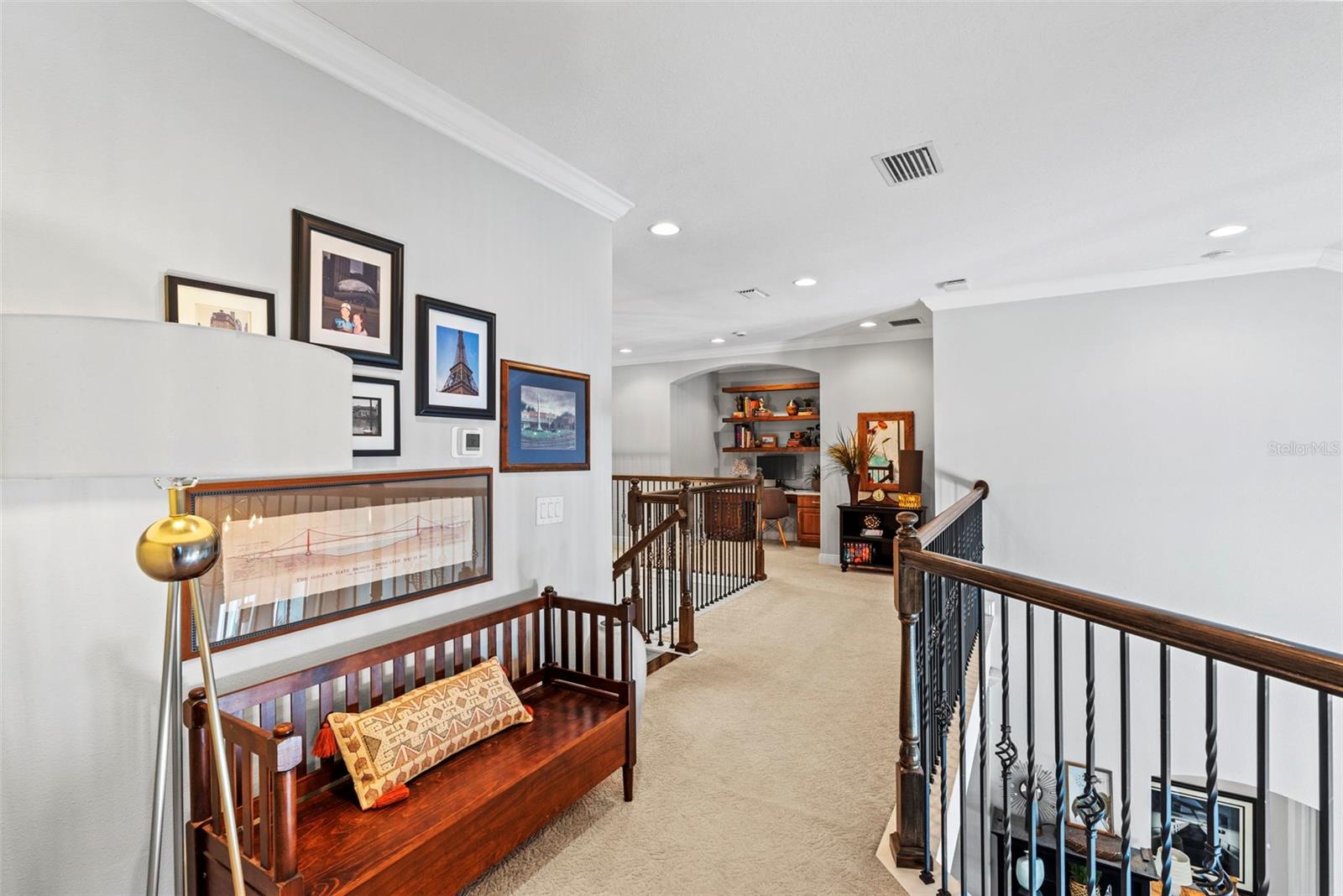 Hallway to additional built-in desk area and Bedrooms 4 & 5