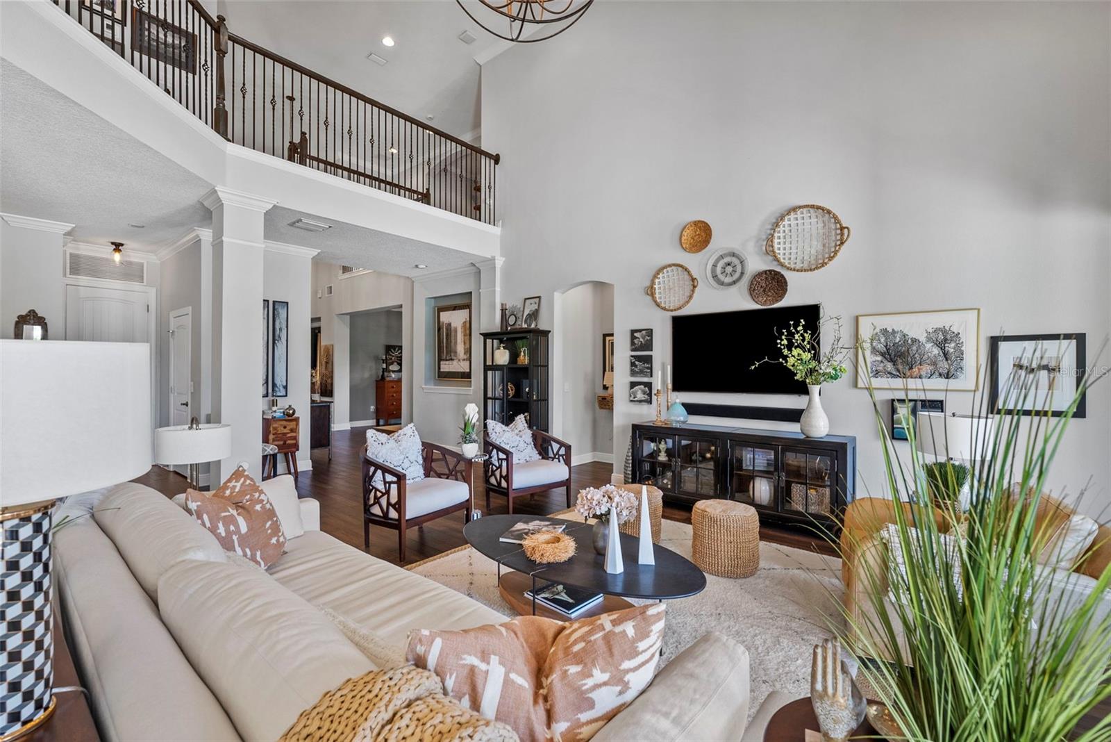 20 foot volume ceilings in the main living area