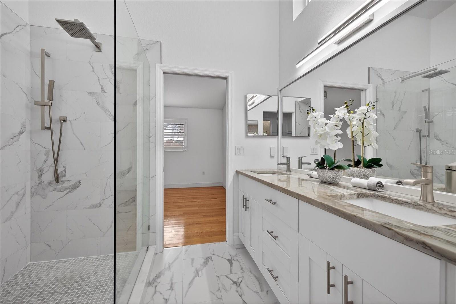 Primary Bathroom view into bedroom