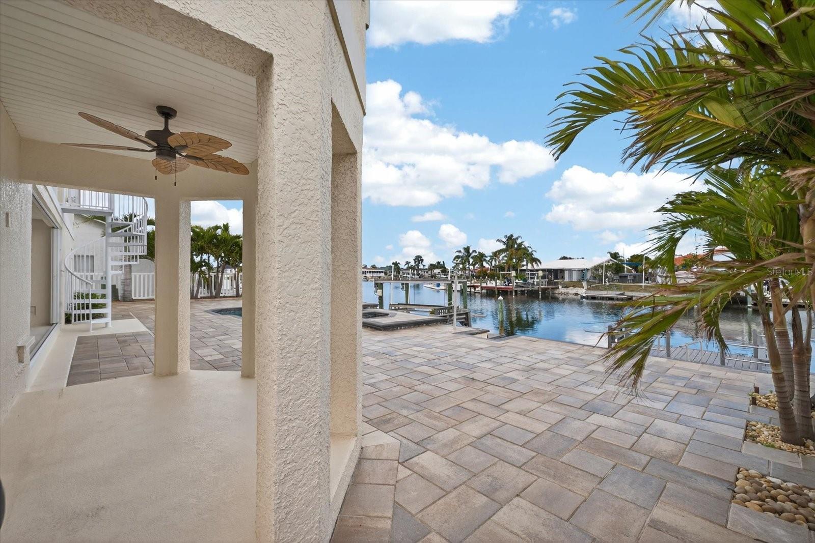 Covered back porch with fan
