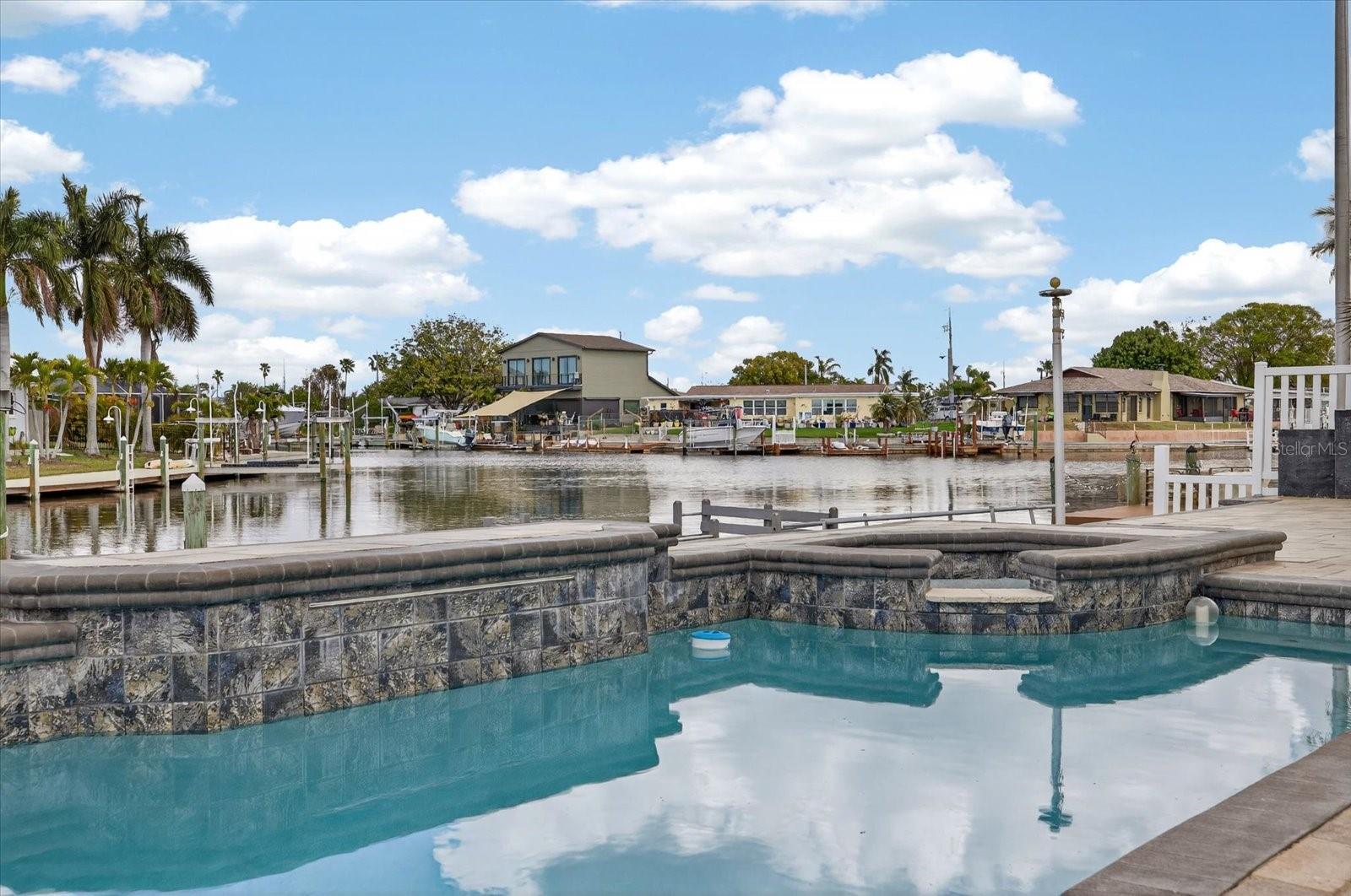 Elegant pool with water views