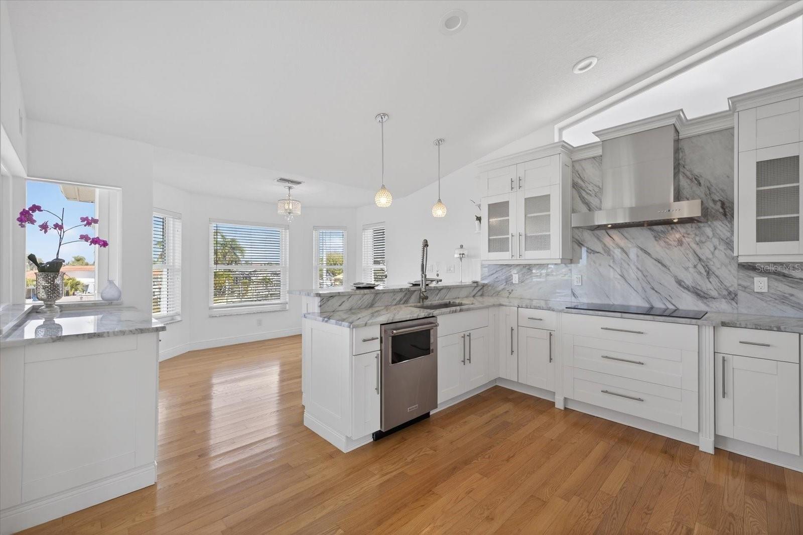 Gourmet kitchen and dining area