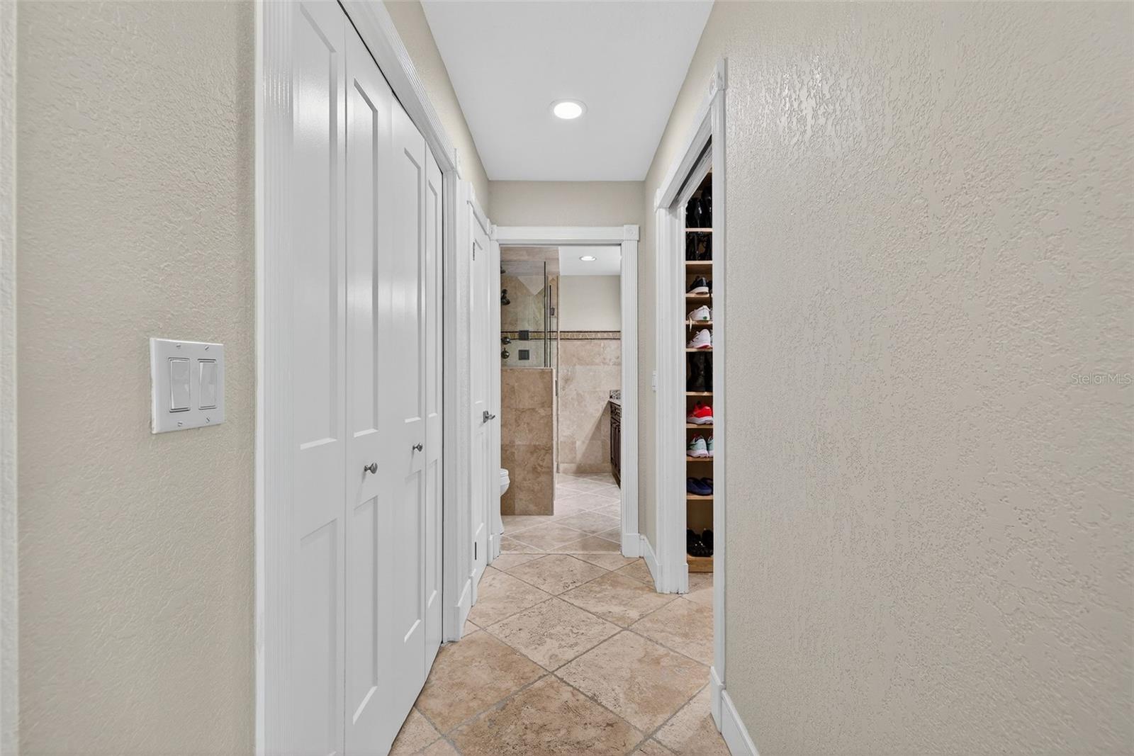 Walk-in closets and side by side closets in primary bedroom.