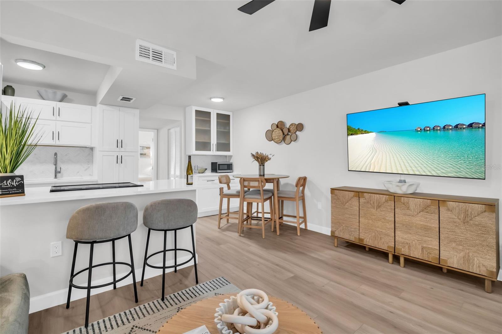 "Sip, snack, and watch—your morning routine perfected.