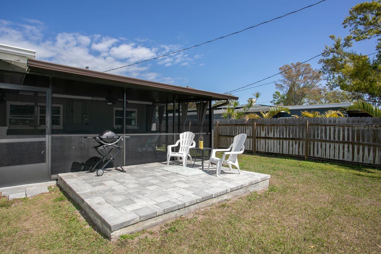 Raised pavered area perfect for grilling with friends
