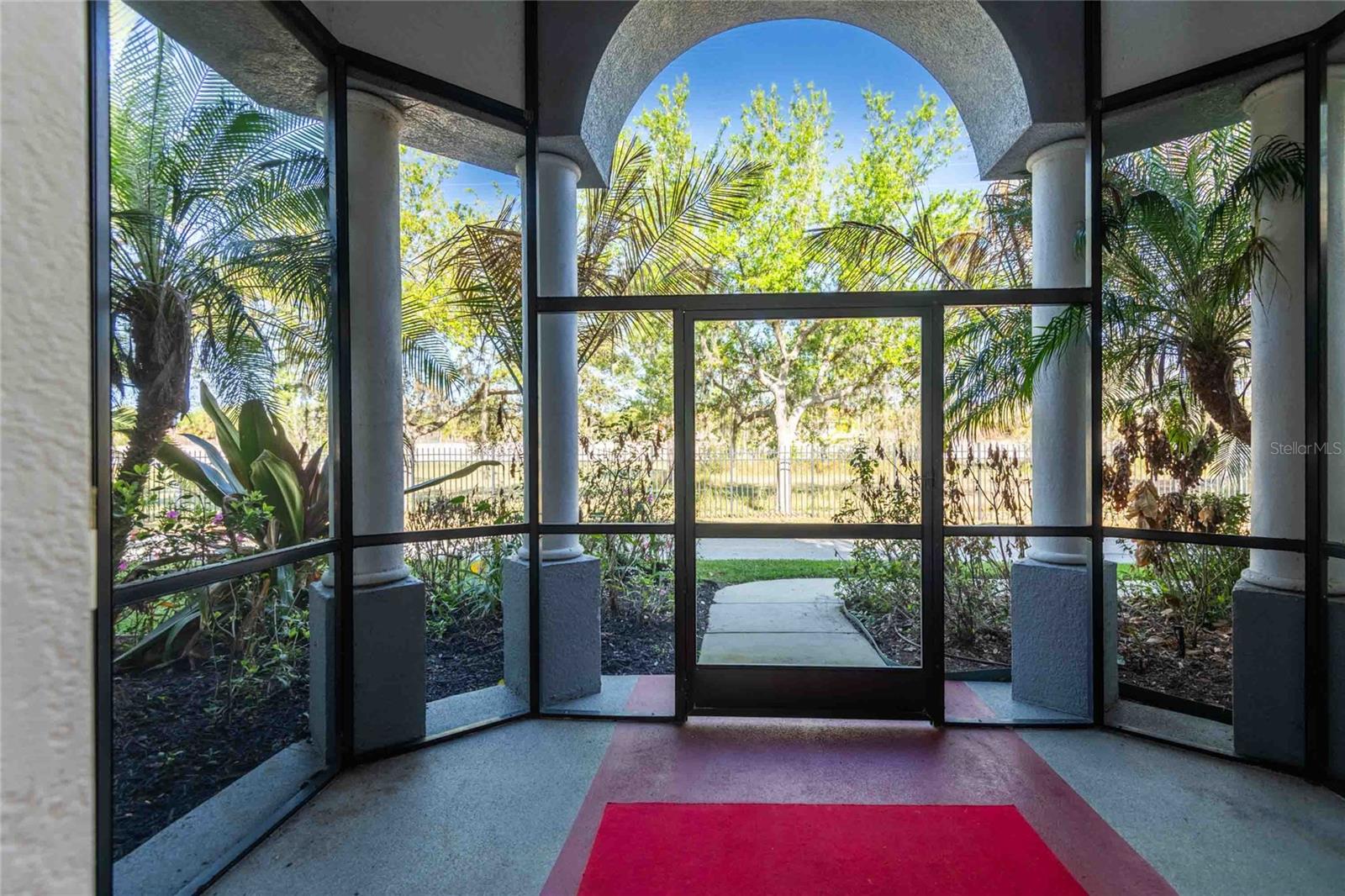 Large screen and covered entry