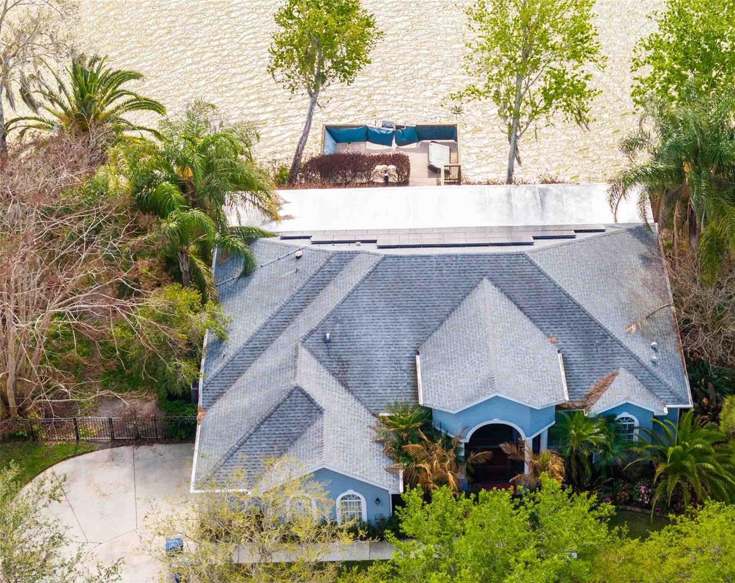 Aerial view showing private dock