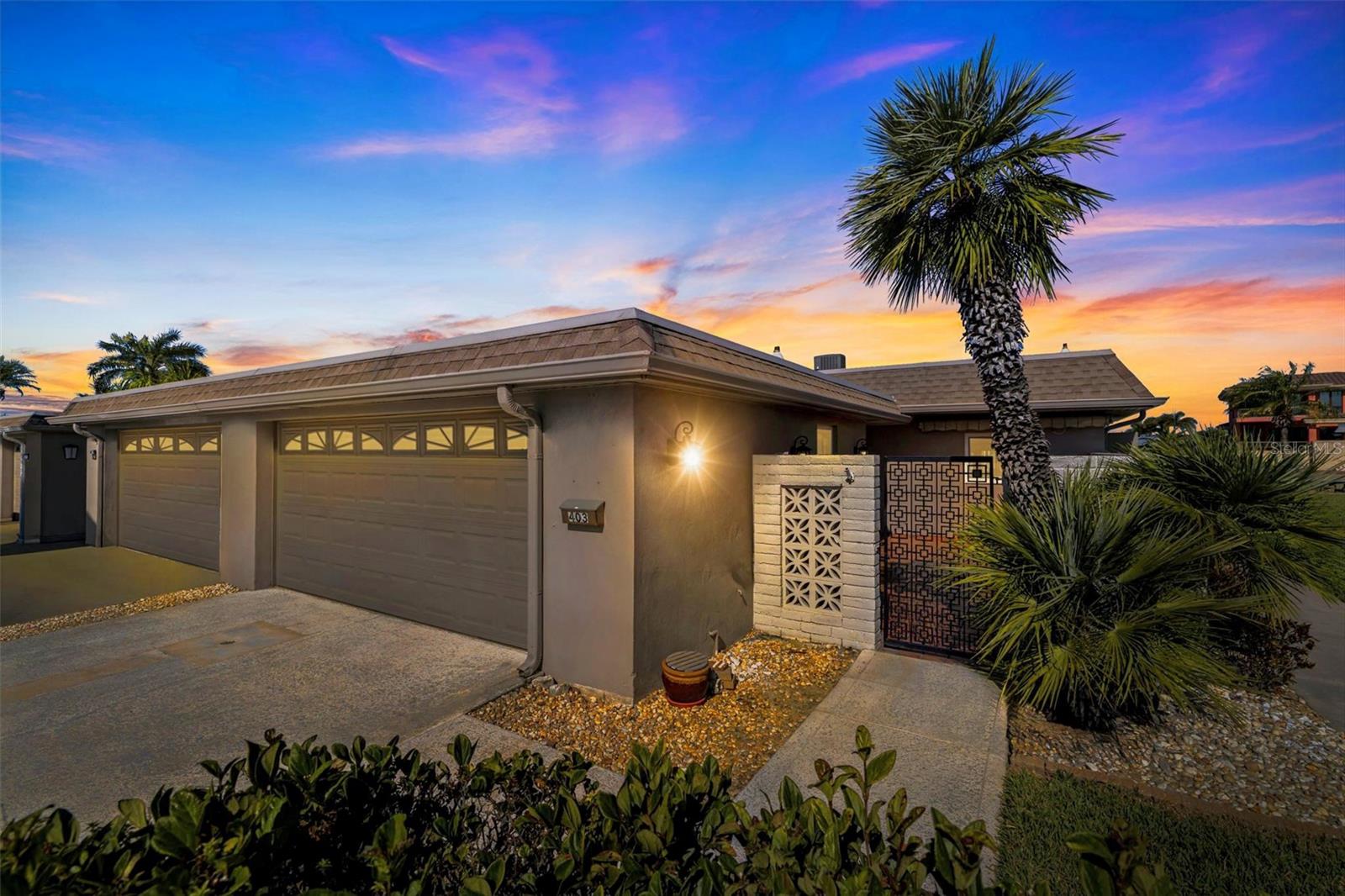 Front view at sunset