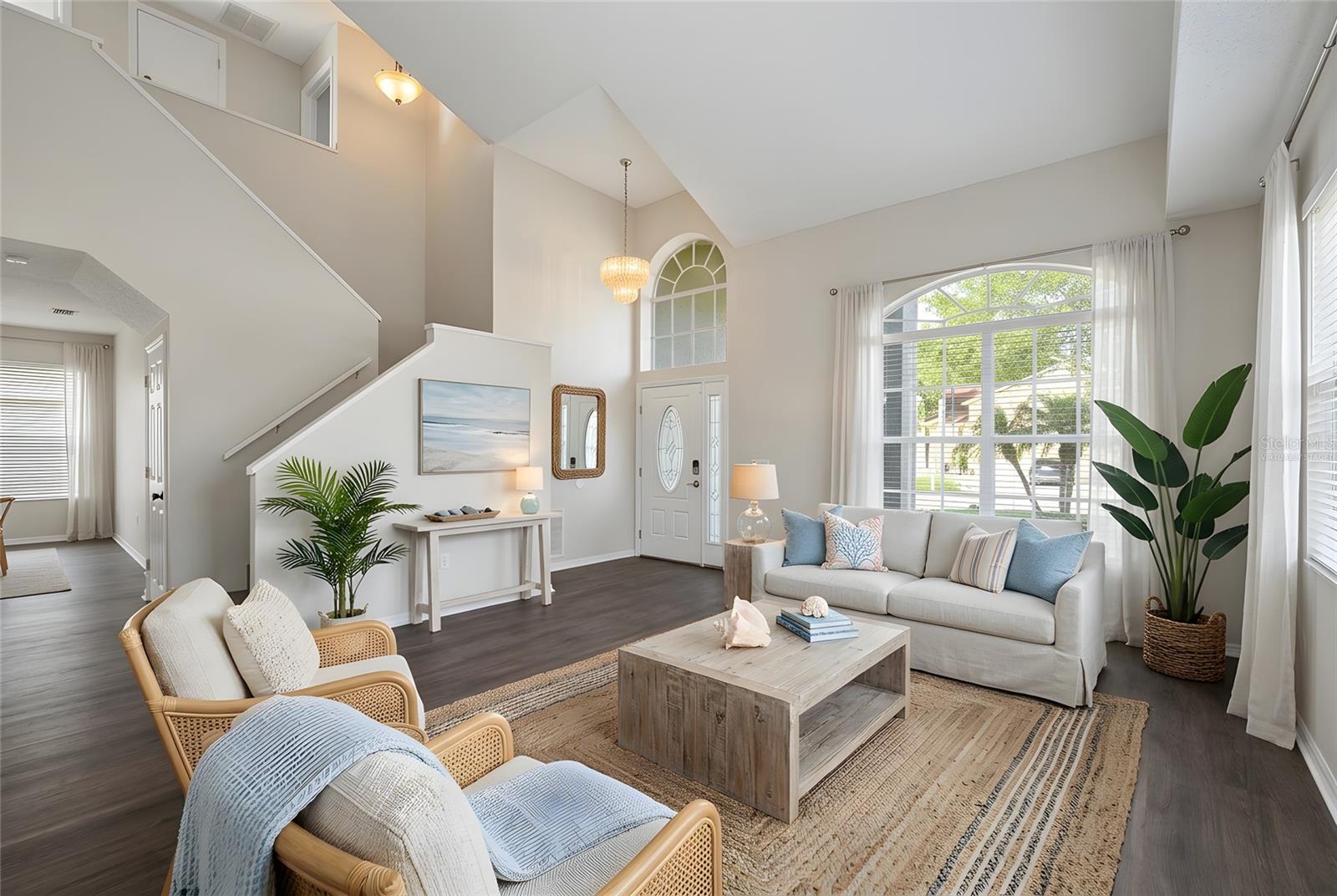 Virtually Staged Living Room - NEW Flooring