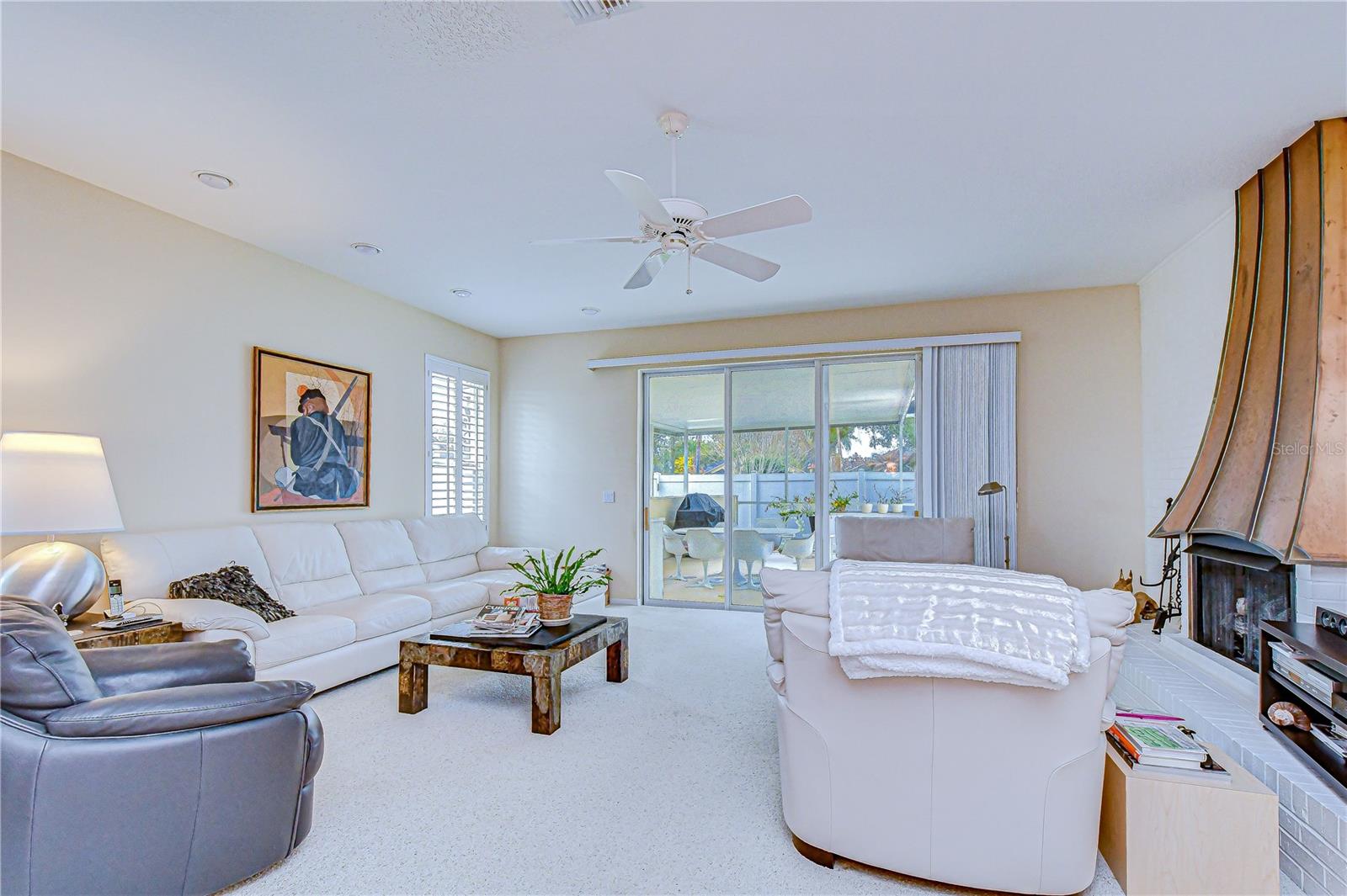 Living area with fireplace