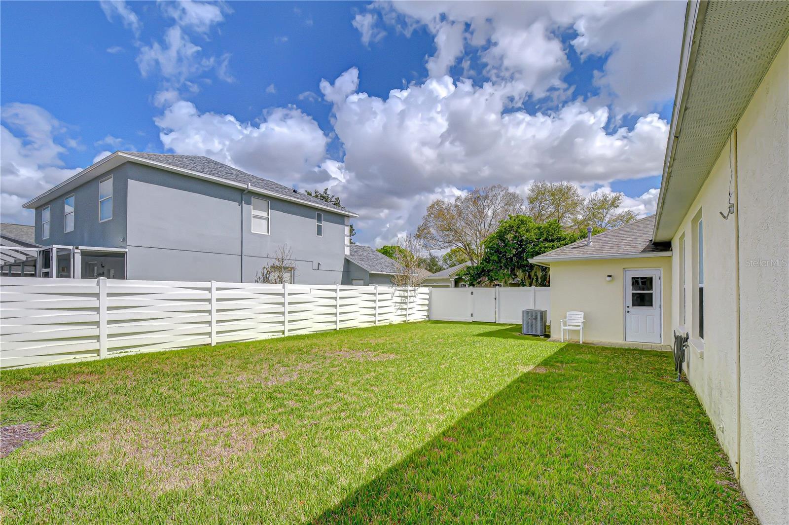 Generous side yard space for activities/entertaining