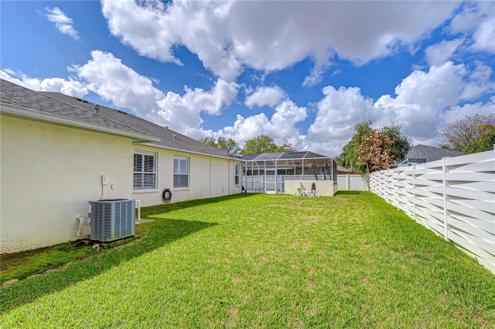 Large fenced side yard