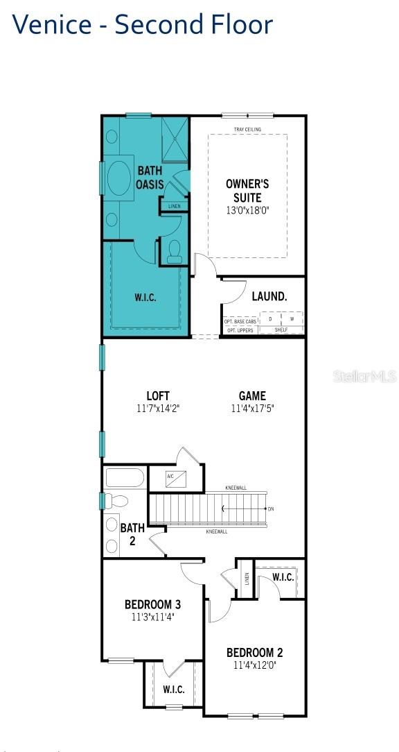 2nd Foor (Builder Floor Plan with Oasis Bath Shown)