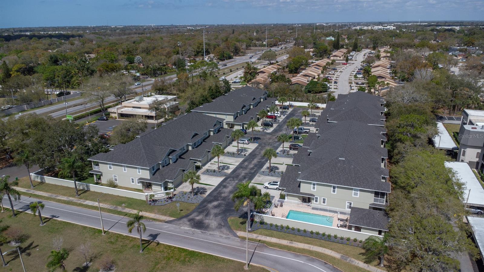 Aerial Showing Trees Between Complexes
