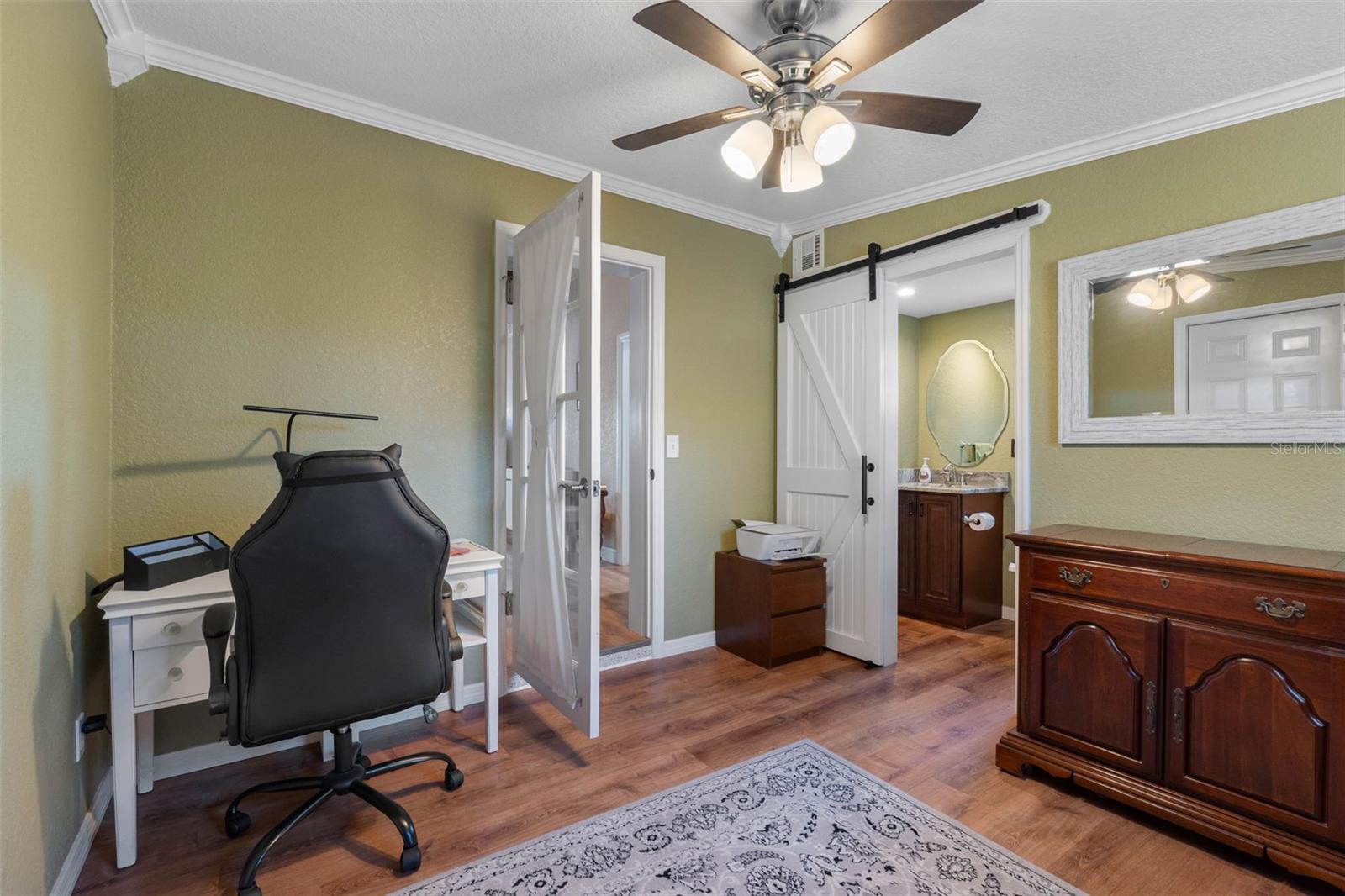 ... Home Office Shot #2..Bathroom #2 Thru Barn Door.... Kitchen & Living Areas Thru open Door.