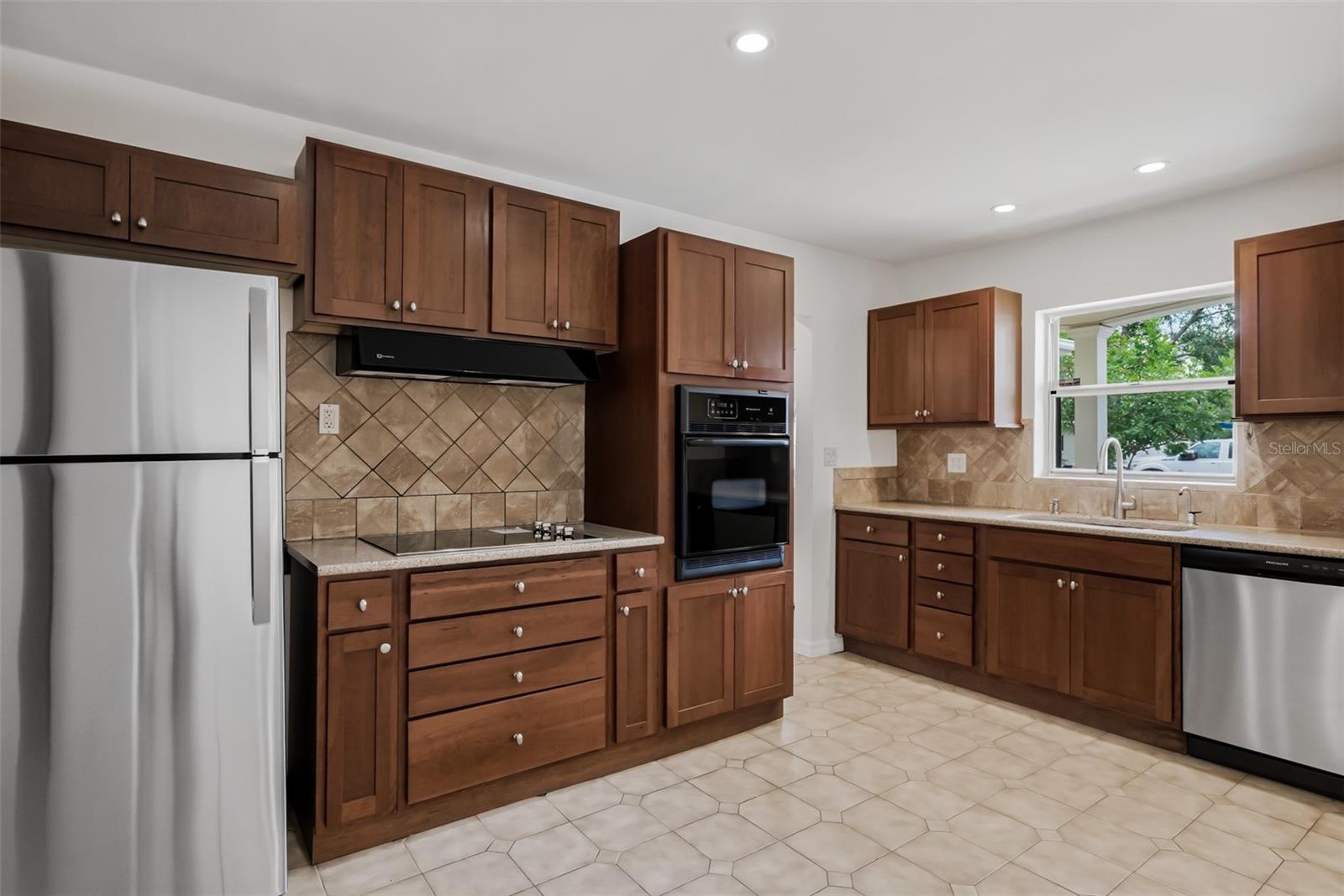 Kitchen with window view of front yard