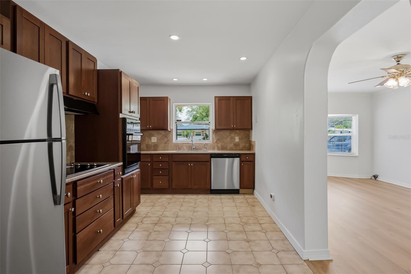 Kitchen with entry into the bonus room