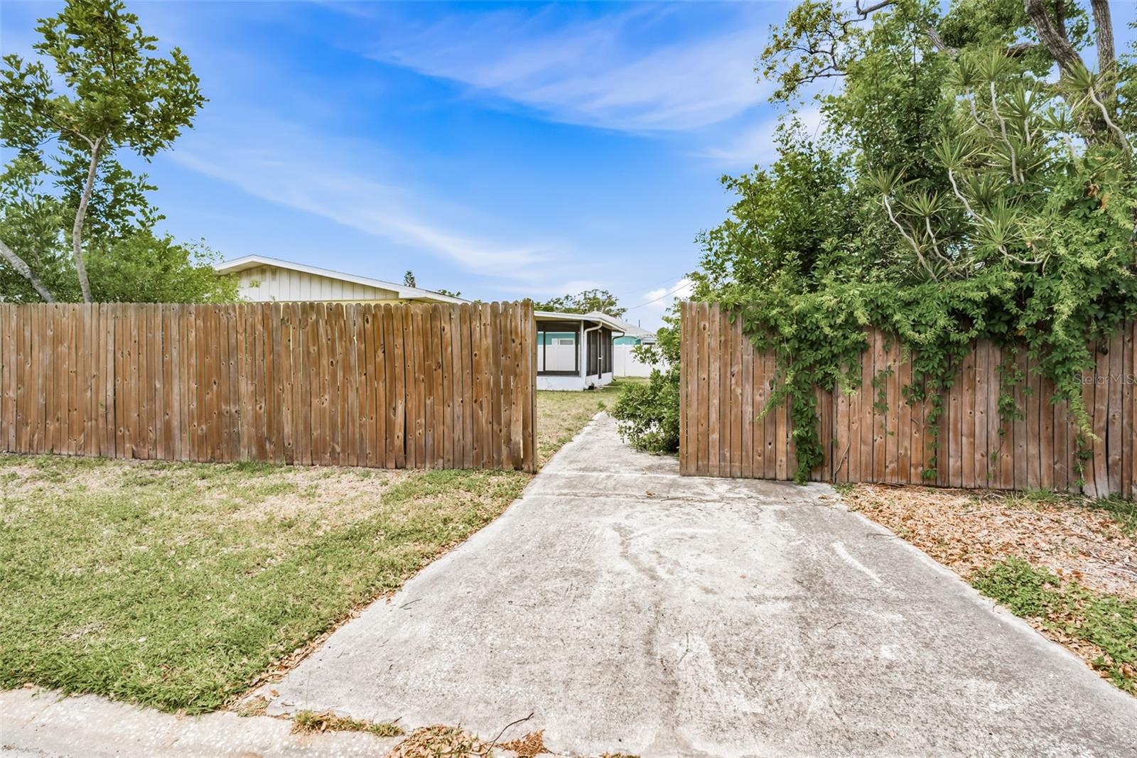 Driveway into backyard