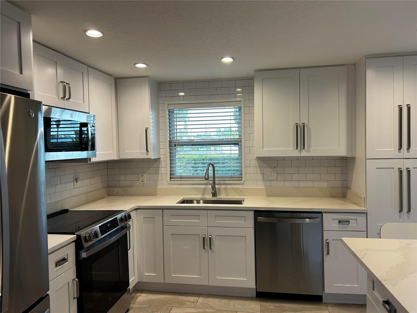 Kitchen with recessed lights