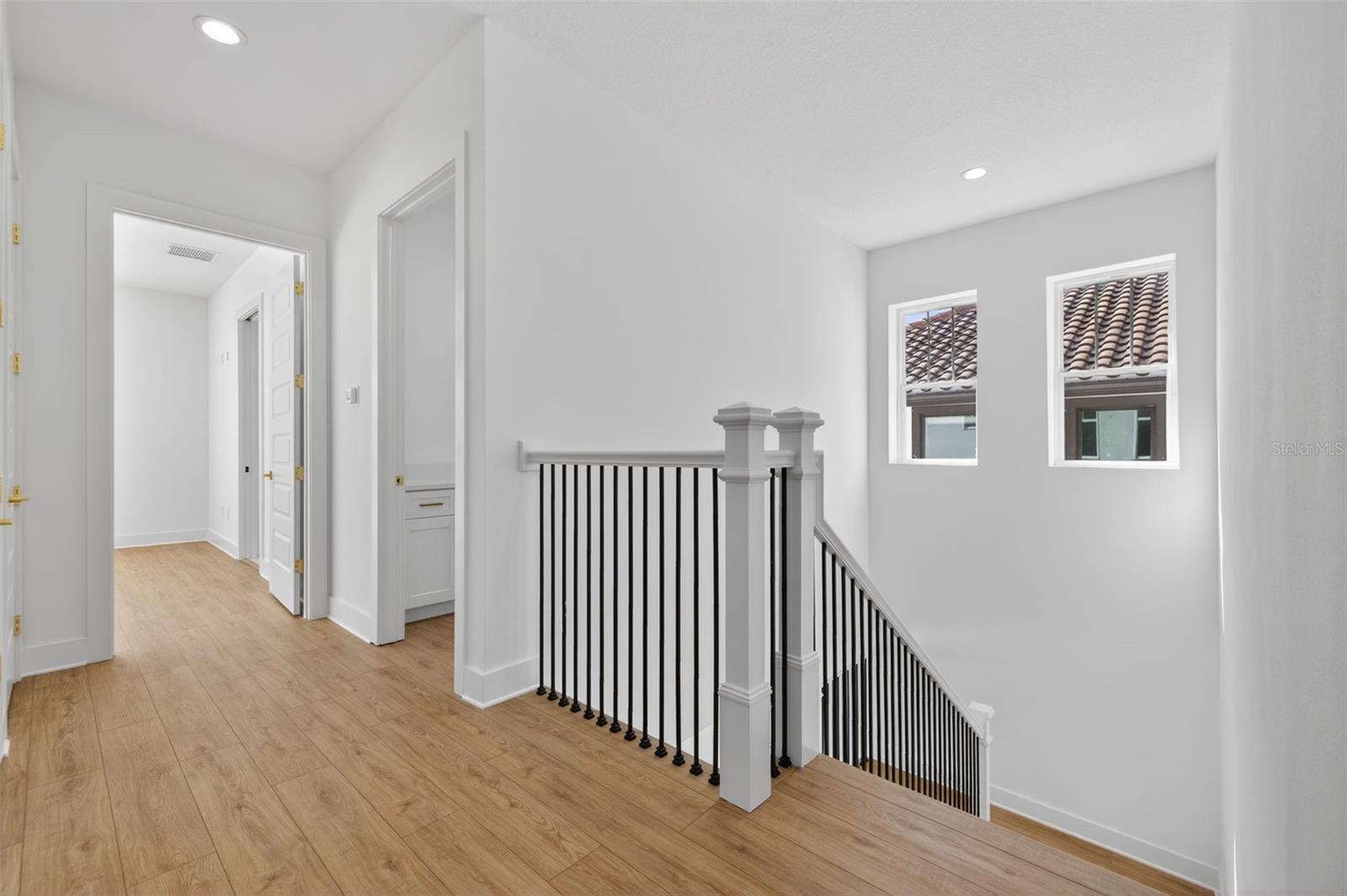 Inviting nook at the top of stairs