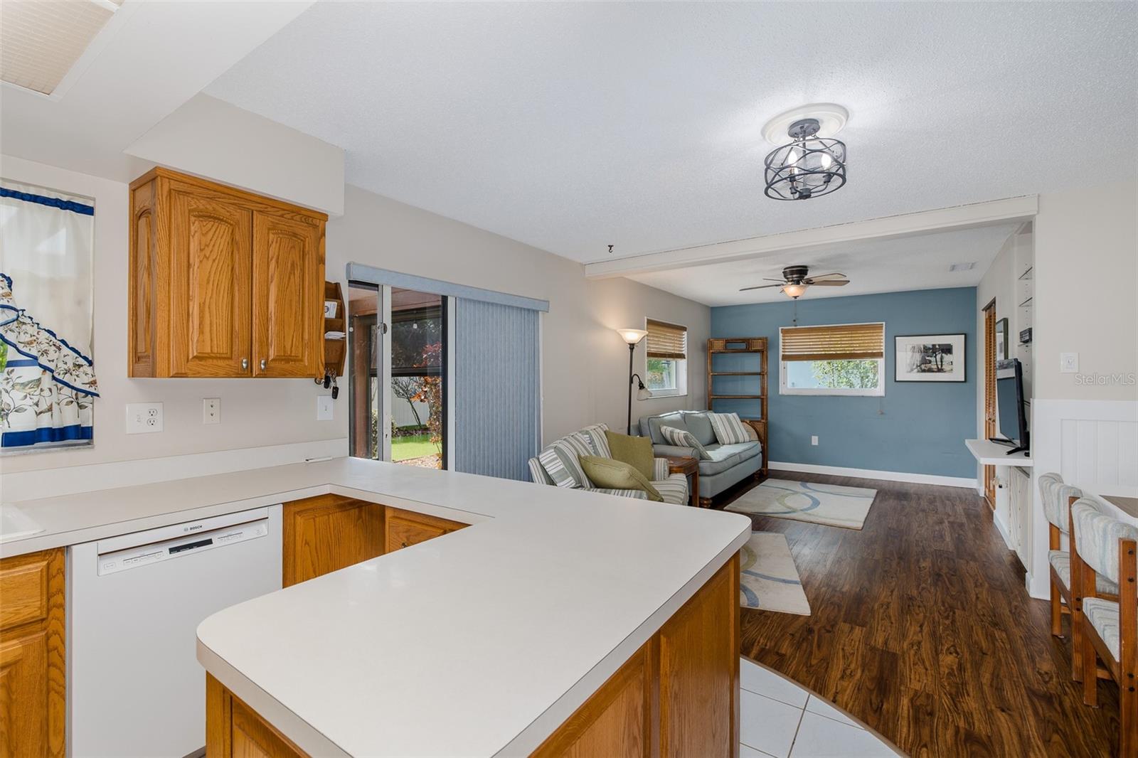 Kitchen overlooking family room