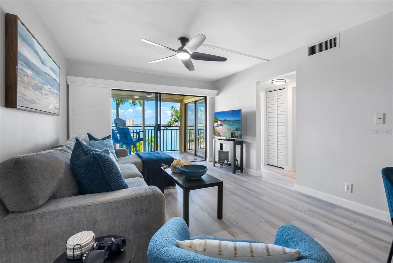 Open Living and Dining Area with Water Views