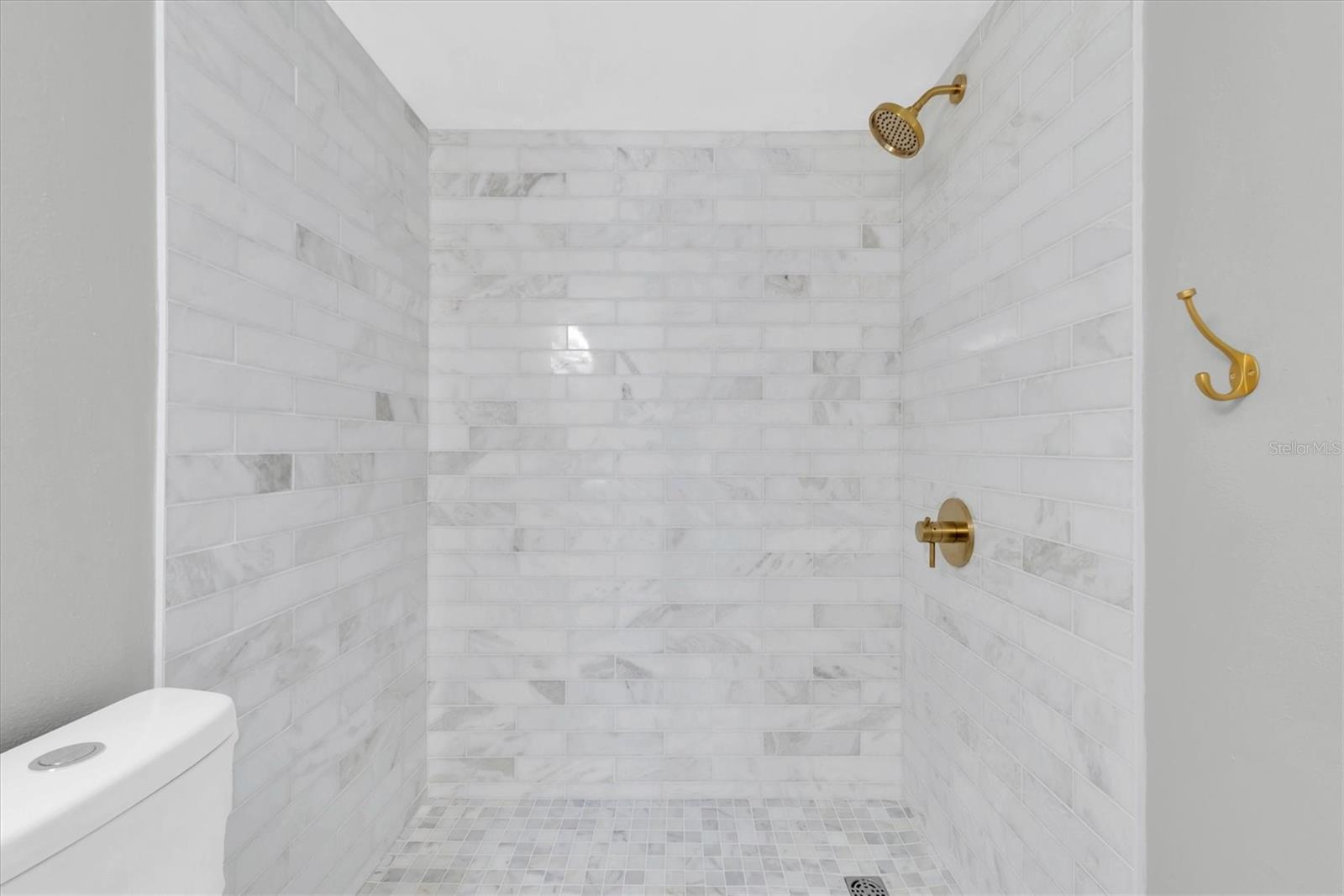 Walk-In Marble Tile Shower